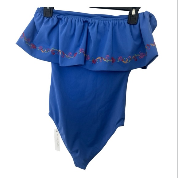 Caroline Constas Blue Ruffled One Piece Swimsuit - Picture 4 of 7